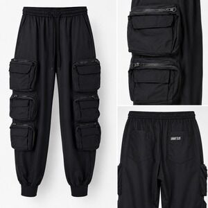 Fabric of the Universe Future Culture Cargo Pants Black Multi Pockets Joggers M